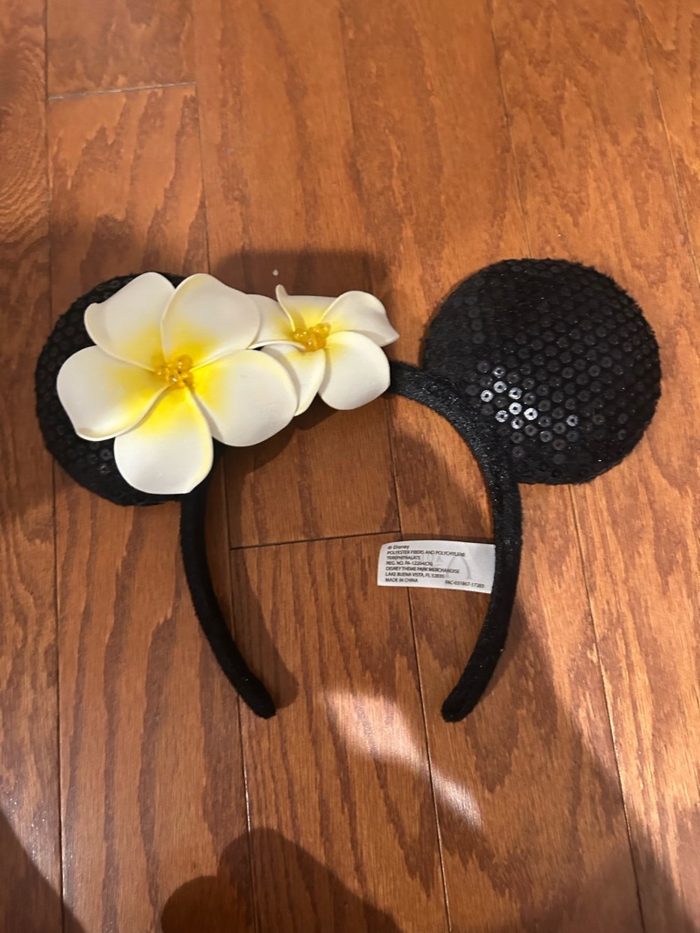 Disney Parks Aulani  Hawaiian Plumeria  Sequin Minnie Ears
